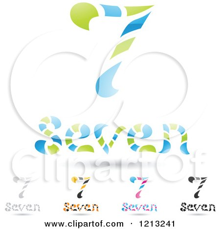 Clipart of Abstract Number 7 Icons with Seven Text Under the Digit 8 - Royalty Free Vector Illustration by cidepix