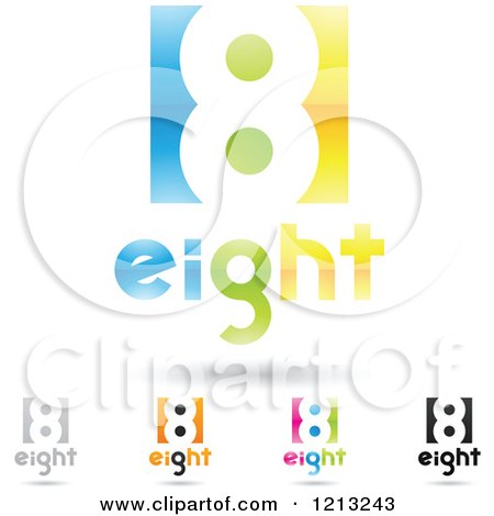 Clipart of Abstract Number 8 Icons with Eight Text Under the Digit - Royalty Free Vector Illustration by cidepix