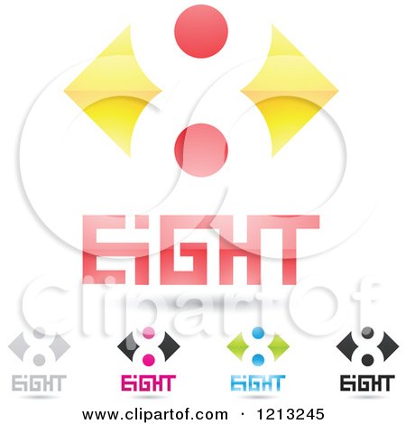 Clipart of Abstract Number 8 Icons with Eight Text Under the Digit 3 - Royalty Free Vector Illustration by cidepix