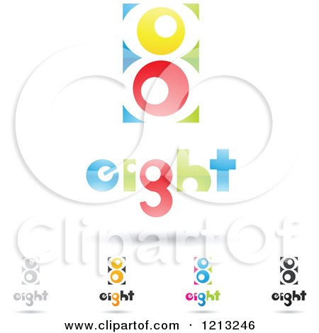 Clipart of Abstract Number 8 Icons with Eight Text Under the Digit 4 - Royalty Free Vector Illustration by cidepix