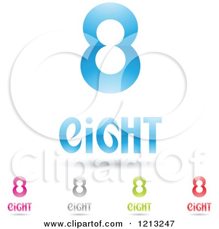 Clipart of Abstract Number 8 Icons with Eight Text Under the Digit 5 - Royalty Free Vector Illustration by cidepix