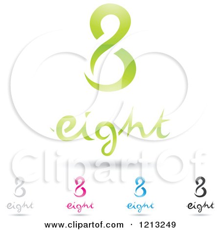 Clipart of Abstract Number 8 Icons with Eight Text Under the Digit 7 - Royalty Free Vector Illustration by cidepix
