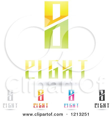 Clipart of Abstract Number 8 Icons with Eight Text Under the Digit 9 - Royalty Free Vector Illustration by cidepix