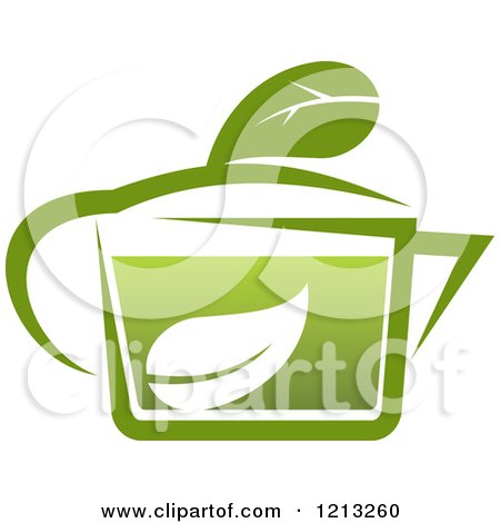 Clipart of a Pot of Green Tea with Leaves 13 - Royalty Free Vector Illustration by Vector Tradition SM