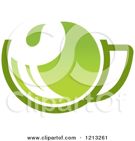 Clipart of a Cup of Green Tea or Coffee and a Leaf 14 - Royalty Free Vector Illustration by Vector Tradition SM