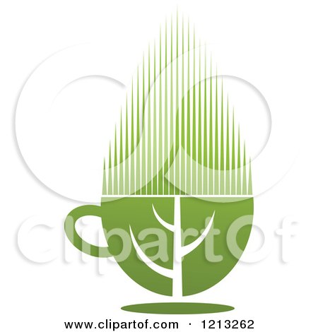 Clipart of a Cup of Green Tea or Coffee and a Leaf 13 - Royalty Free Vector Illustration by Vector Tradition SM