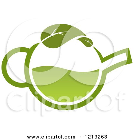 Clipart of a Pot of Green Tea with Leaves 14 - Royalty Free Vector Illustration by Vector Tradition SM