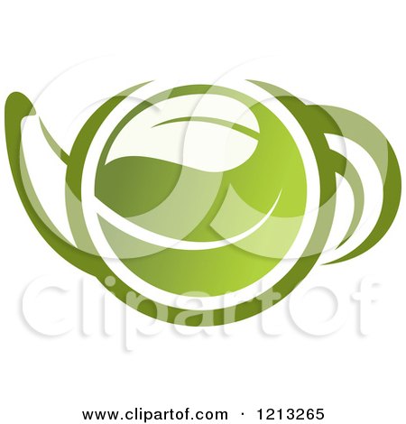 Clipart of a Pot of Green Tea with Leaves 12 - Royalty Free Vector Illustration by Vector Tradition SM
