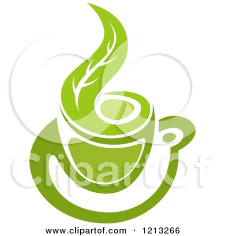 Clipart of a Cup of Green Tea or Coffee and a Leaf 12 - Royalty Free Vector Illustration by Vector Tradition SM
