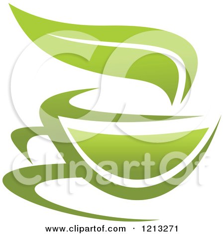 Clipart of a Cup of Green Tea or Coffee and a Leaf 11 - Royalty Free Vector Illustration by Vector Tradition SM