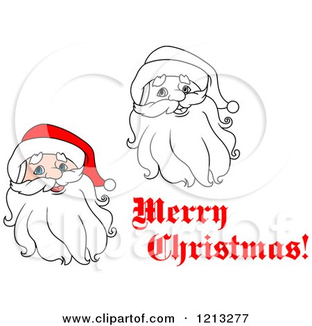 Clipart of a Merry Christmas Greeting and Santa Heads - Royalty Free Vector Illustration by Vector Tradition SM