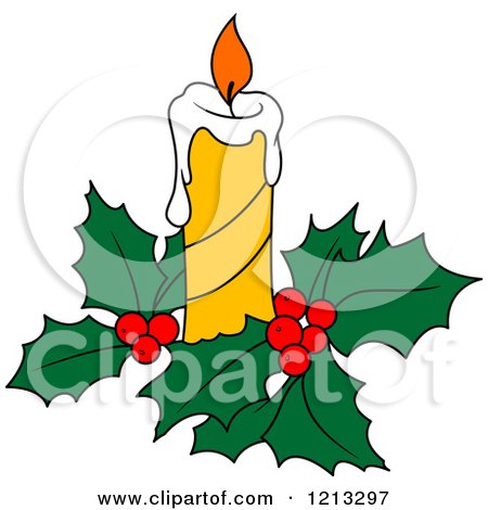 Clipart of a Christmas Candle and Holly - Royalty Free Vector Illustration by Vector Tradition SM
