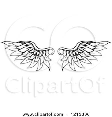 Clipart of a Pair of Black Feathered Wings 7 - Royalty Free Vector Illustration by Vector Tradition SM