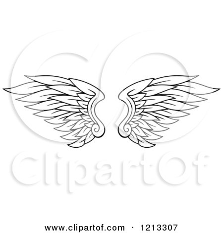 Clipart of a Pair of Black Feathered Wings 8 - Royalty Free Vector Illustration by Vector Tradition SM
