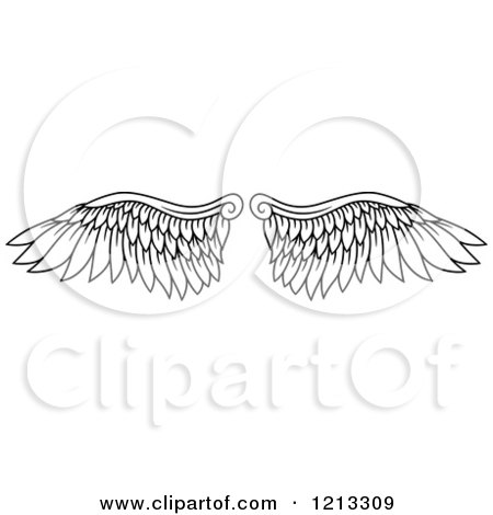 Clipart of a Pair of Black Feathered Wings 10 - Royalty Free Vector Illustration by Vector Tradition SM