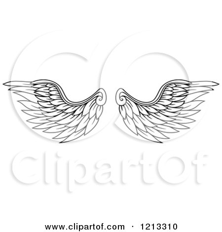 Clipart of a Pair of Black Feathered Wings 11 - Royalty Free Vector Illustration by Vector Tradition SM