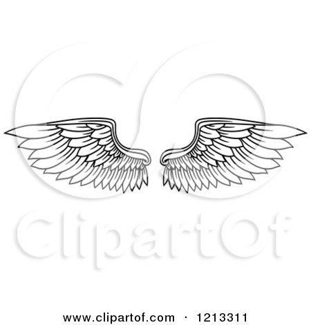 Clipart of a Pair of Black Feathered Wings 12 - Royalty Free Vector Illustration by Vector Tradition SM