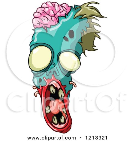 Cartoon of a Rotting Zombie Head Screaming - Royalty Free Vector Clipart by yayayoyo