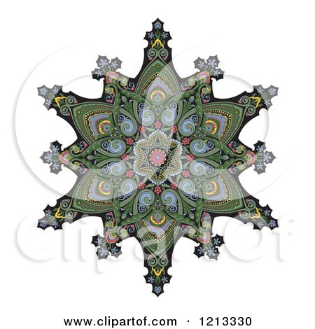 Clipart of a Kaleidoscope Arabic Ottoman Floral Design - Royalty Free Vector Illustration by AtStockIllustration