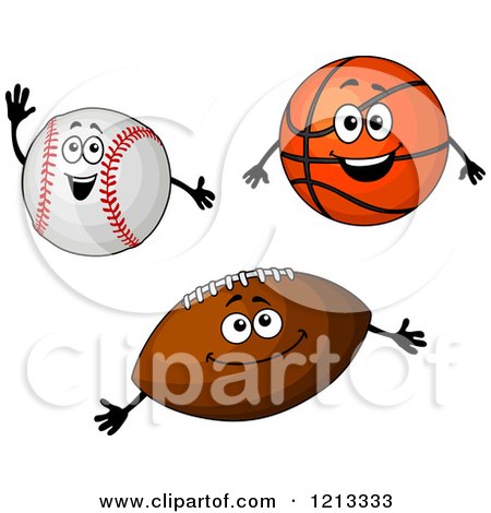 Clipart of Baseball Basketball and Football Mascots - Royalty Free Vector Illustration by Vector Tradition SM