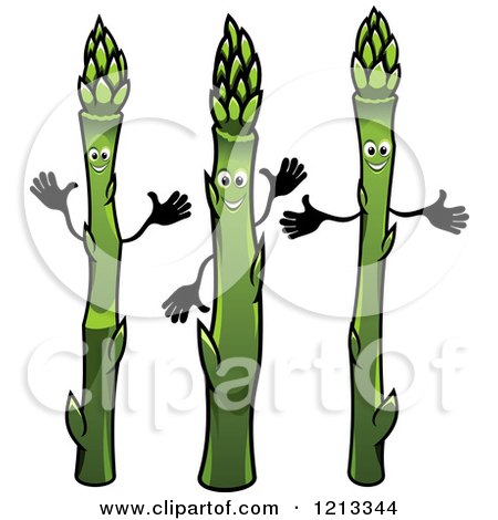 Clipart of Asparagus Mascots - Royalty Free Vector Illustration by Vector Tradition SM