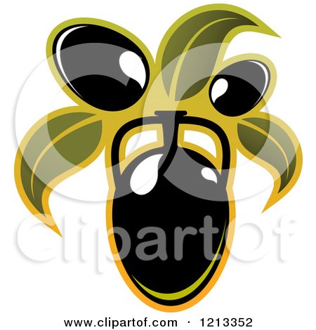 Clipart of Black Olives with Leaves - Royalty Free Vector Illustration by Vector Tradition SM