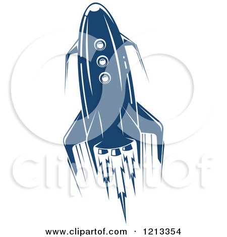 Clipart of a Retro Blue Space Rocket 5 - Royalty Free Vector Illustration by Vector Tradition SM