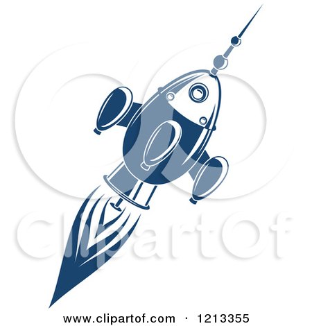 Clipart of a Retro Blue Space Rocket 6 - Royalty Free Vector Illustration by Vector Tradition SM
