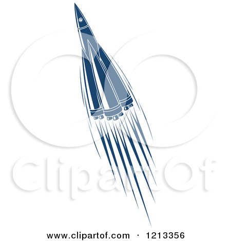Clipart of a Retro Blue Space Rocket 7 - Royalty Free Vector Illustration by Vector Tradition SM