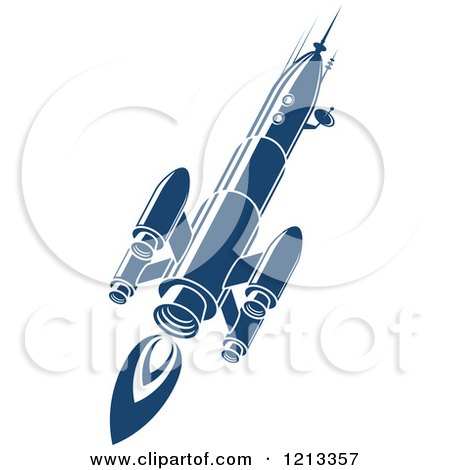 Clipart of a Retro Blue Space Rocket 8 - Royalty Free Vector Illustration by Vector Tradition SM