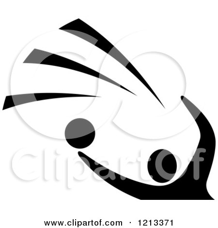 Clipart of a Black and White Volleyball Player - Royalty Free Vector Illustration by Vector Tradition SM