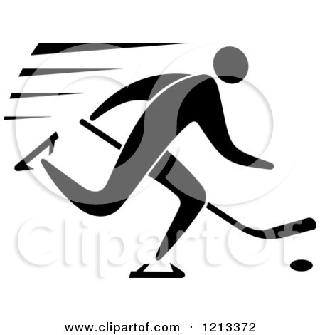 Clipart of a Black and White Hockey Player - Royalty Free Vector Illustration by Vector Tradition SM