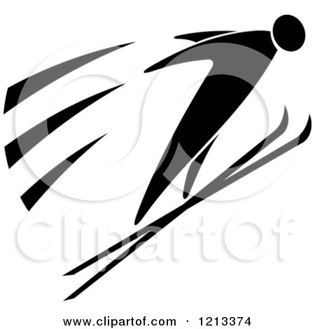 Clipart of a Black and White Skier - Royalty Free Vector Illustration by Vector Tradition SM