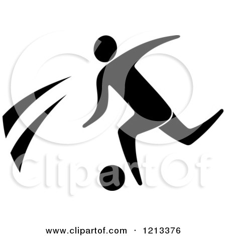 Clipart of a Black and White Soccer Player - Royalty Free Vector Illustration by Vector Tradition SM