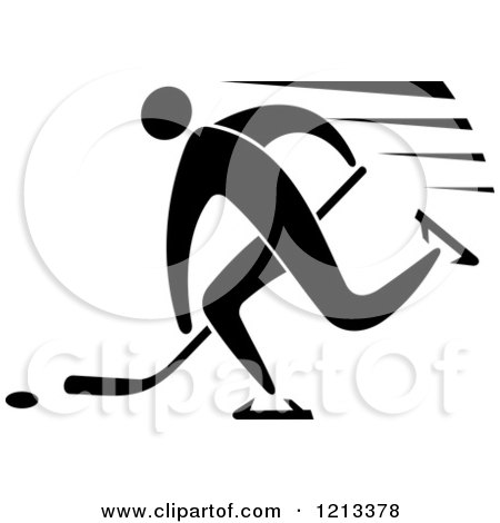 Clipart of a Black and White Hockey Player 2 - Royalty Free Vector Illustration by Vector Tradition SM