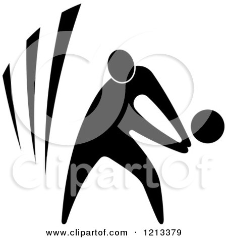 Clipart of a Black and White Volleyball Player 2 - Royalty Free Vector Illustration by Vector Tradition SM