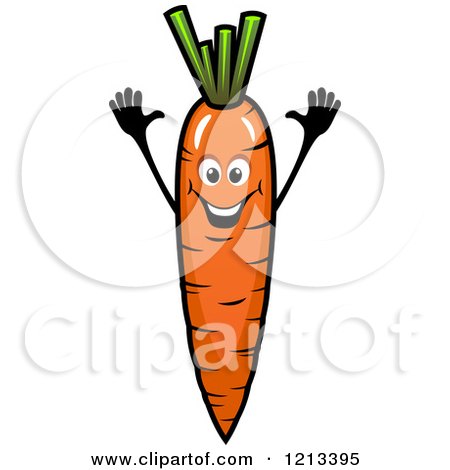 Clipart of a Cheering Carrot Mascot - Royalty Free Vector Illustration by Vector Tradition SM