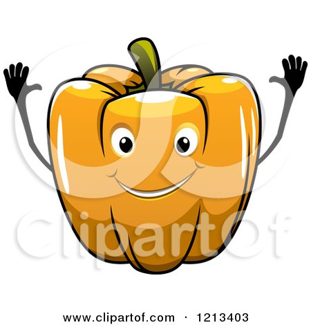 Clipart of an Orange Bell Pepper Mascot - Royalty Free Vector Illustration by Vector Tradition SM