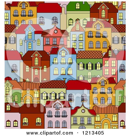 Clipart of a Seamless Pattern of City Residential Buildings - Royalty Free Vector Illustration by Vector Tradition SM