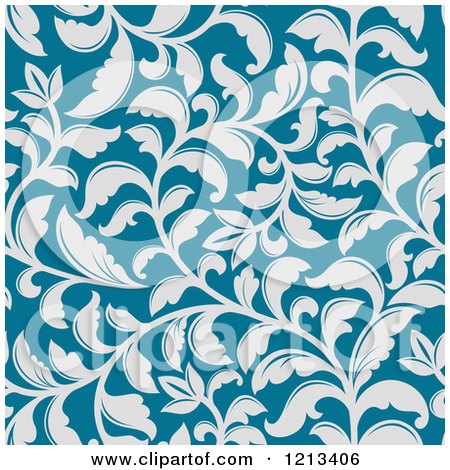 Clipart of a Seamless Blue Floral Pattern - Royalty Free Vector Illustration by Vector Tradition SM
