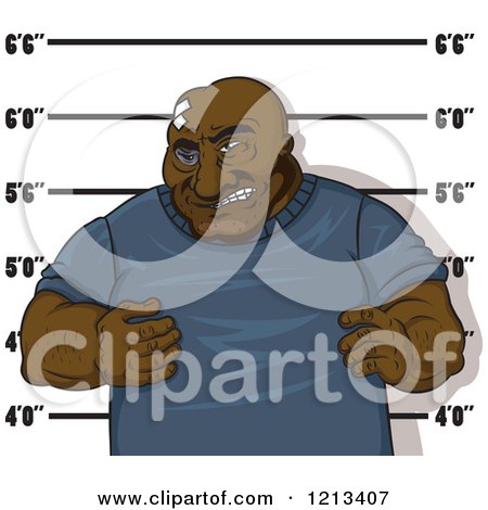 Clipart of a Black Man Getting His Mugshot Taken - Royalty Free Vector Illustration by Vector Tradition SM