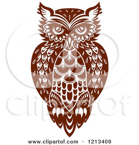 Clipart of a Chubby Brown Owl 2 - Royalty Free Vector Illustration by Vector Tradition SM