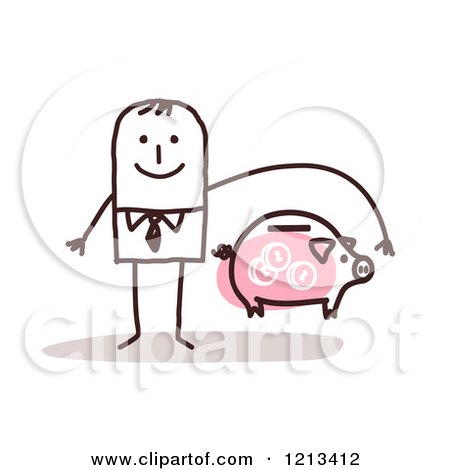 Clipart of a Stick People Man Depicting Bank Insurane - Royalty Free Vector Illustration by NL shop