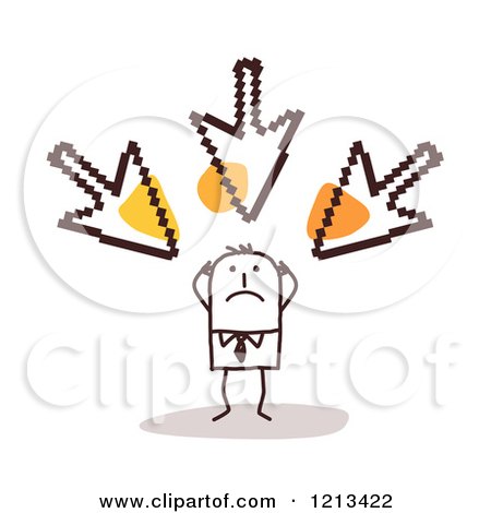 Clipart of a Stick People Man Being Bullied by Arrow Cursors - Royalty Free Vector Illustration by NL shop