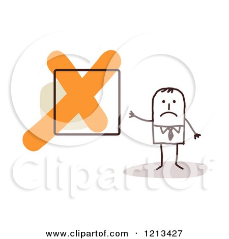 Clipart of a Sad Stick People Man by an X Box - Royalty Free Vector Illustration by NL shop