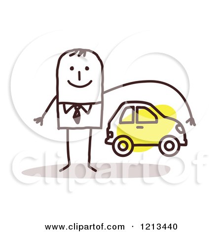 Clipart of a Stick People Man Depicting Car Insurance - Royalty Free Vector Illustration by NL shop
