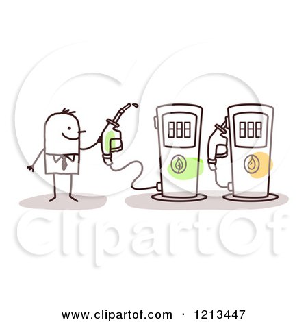 Clipart of a Stick People Man at a Biofuel Gas Station - Royalty Free Vector Illustration by NL shop