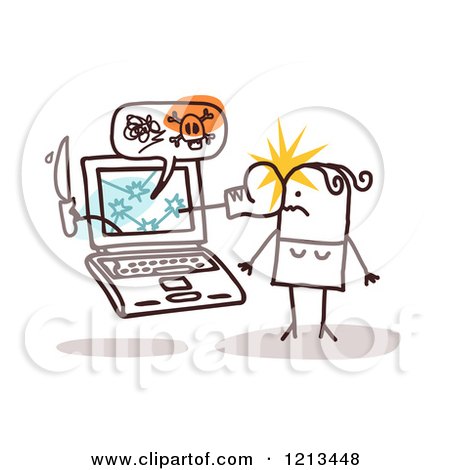 Clipart of a Stick People Woman Being a Victim of Cyber Bullying - Royalty Free Vector Illustration by NL shop