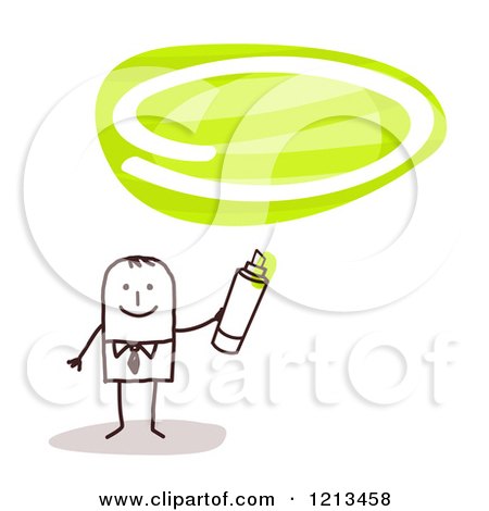 Clipart of a Stick People Man Holding a Marker Under a Green Oval - Royalty Free Vector Illustration by NL shop