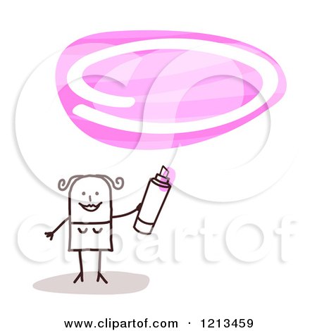 Clipart of a Stick People Woman Holding a Marker Under a Pink Oval - Royalty Free Vector Illustration by NL shop